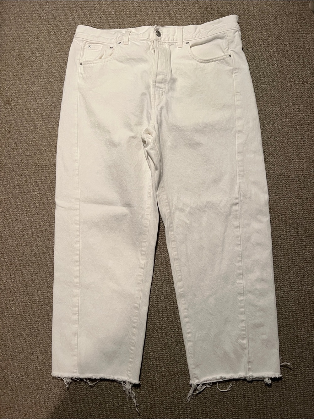 Madewell Pieced Barrel leg white jean